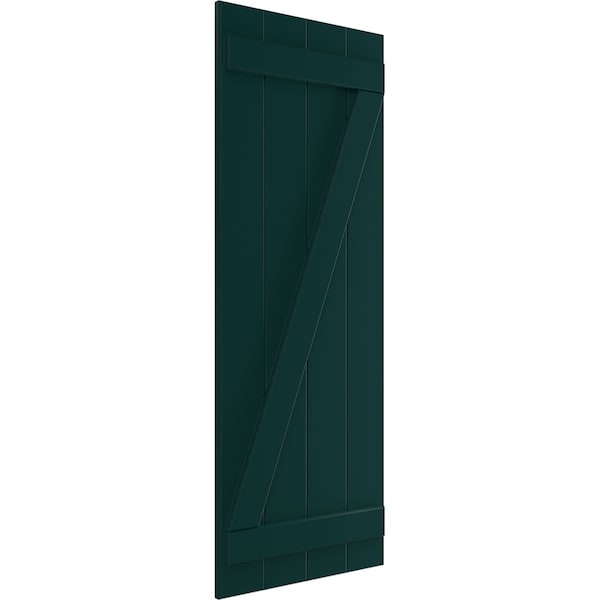 True Fit PVC Four Board Joined Board-n-Batten Shutters W/Z-Bar, Thermal Green , 21 1/2W X 72H